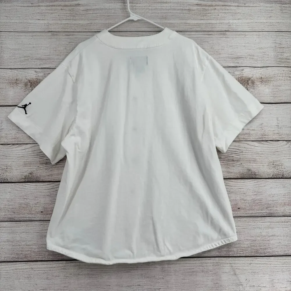 Jordan Flight MVP‎ Snap Down Embroidered Baseball Jersey Mens XL White Black